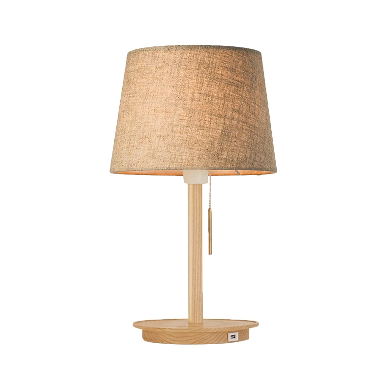 Stoffen uitlopende taaklamp Moderne nachtkastjelamp met 1 lamp vlas met trekketting Clearhalo