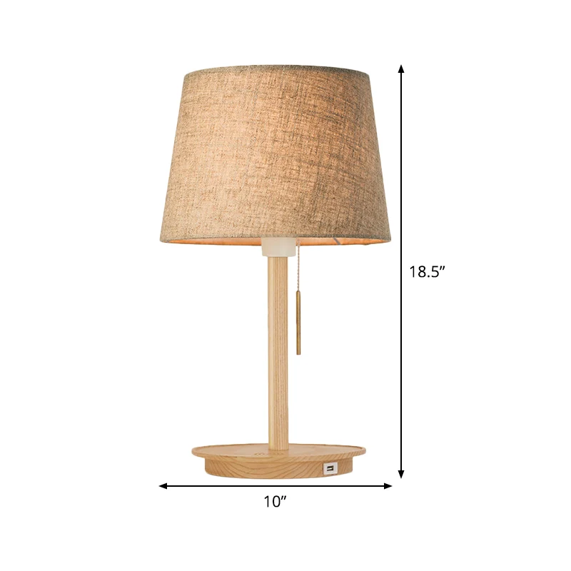 Stoffen uitlopende taaklamp Moderne nachtkastjelamp met 1 lamp vlas met trekketting Clearhalo