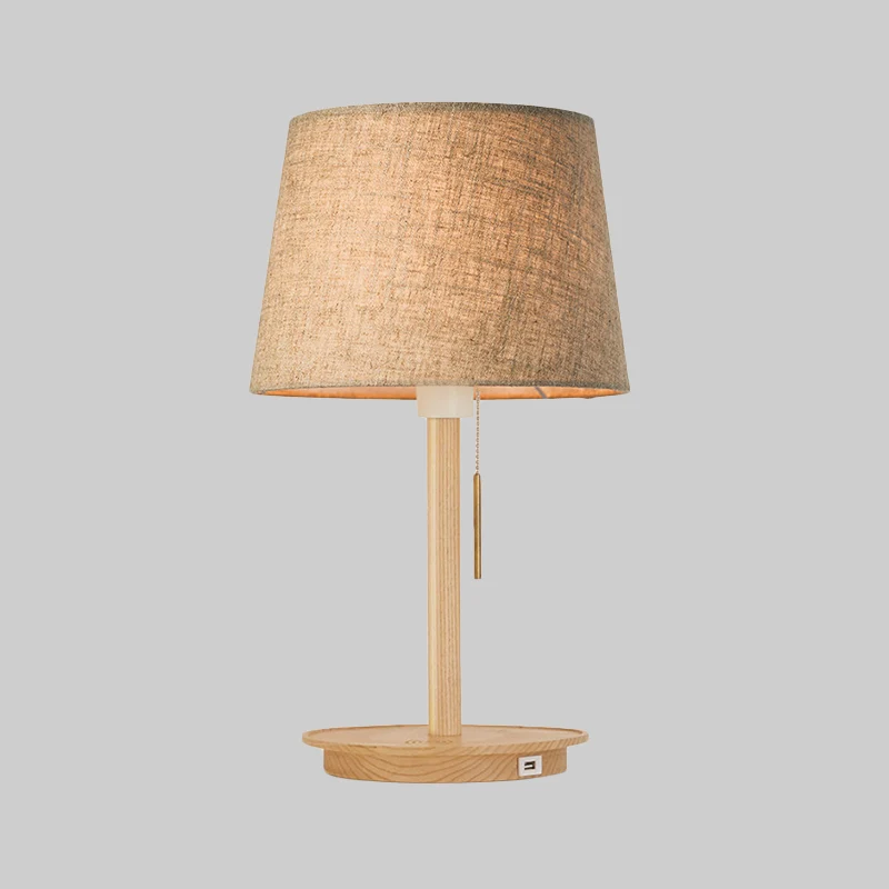 Stoffen uitlopende taaklamp Moderne nachtkastjelamp met 1 lamp vlas met trekketting Clearhalo