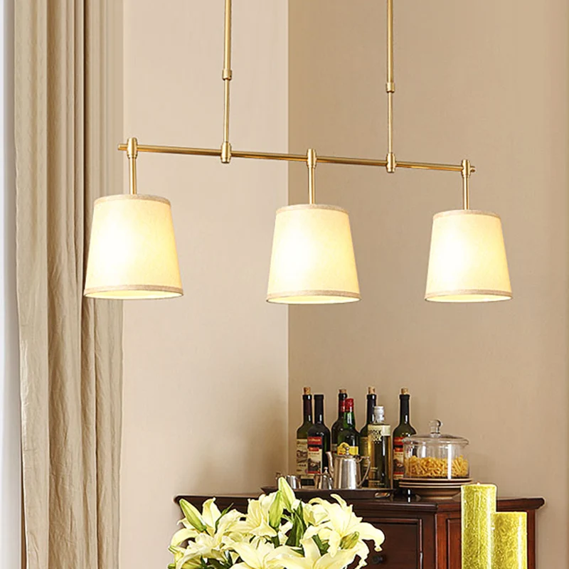 Stoffen vat eiland hanglamp Traditionele 3-lichts eetkamer hanglamp wit/groen/vlas Clearhalo