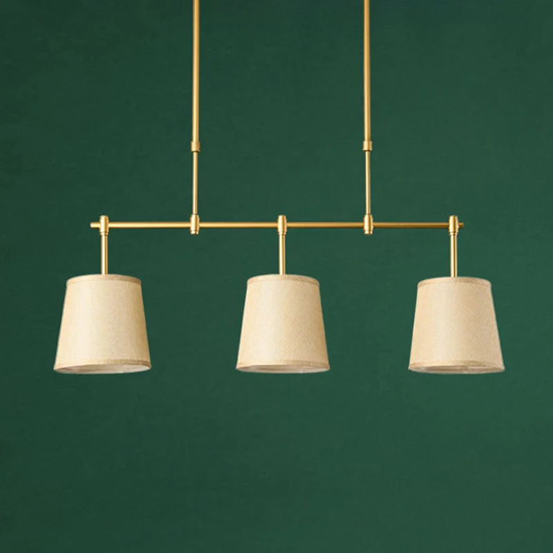 Stoffen vat eiland hanglamp Traditionele 3-lichts eetkamer hanglamp wit/groen/vlas Clearhalo