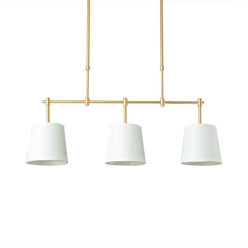 Stoffen vat eiland hanglamp Traditionele 3-lichts eetkamer hanglamp wit/groen/vlas Clearhalo