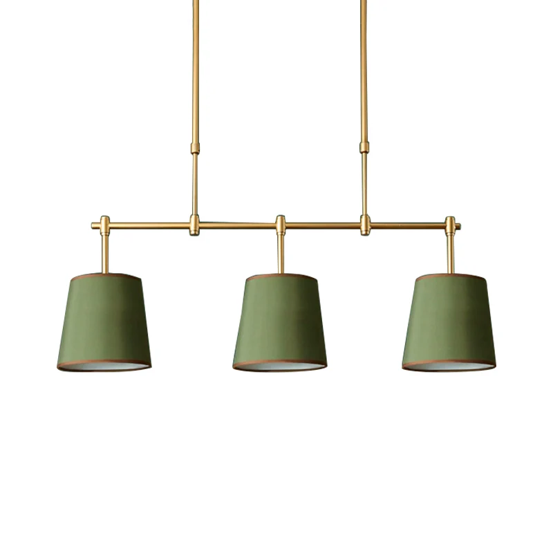 Stoffen vat eiland hanglamp Traditionele 3-lichts eetkamer hanglamp wit/groen/vlas Clearhalo