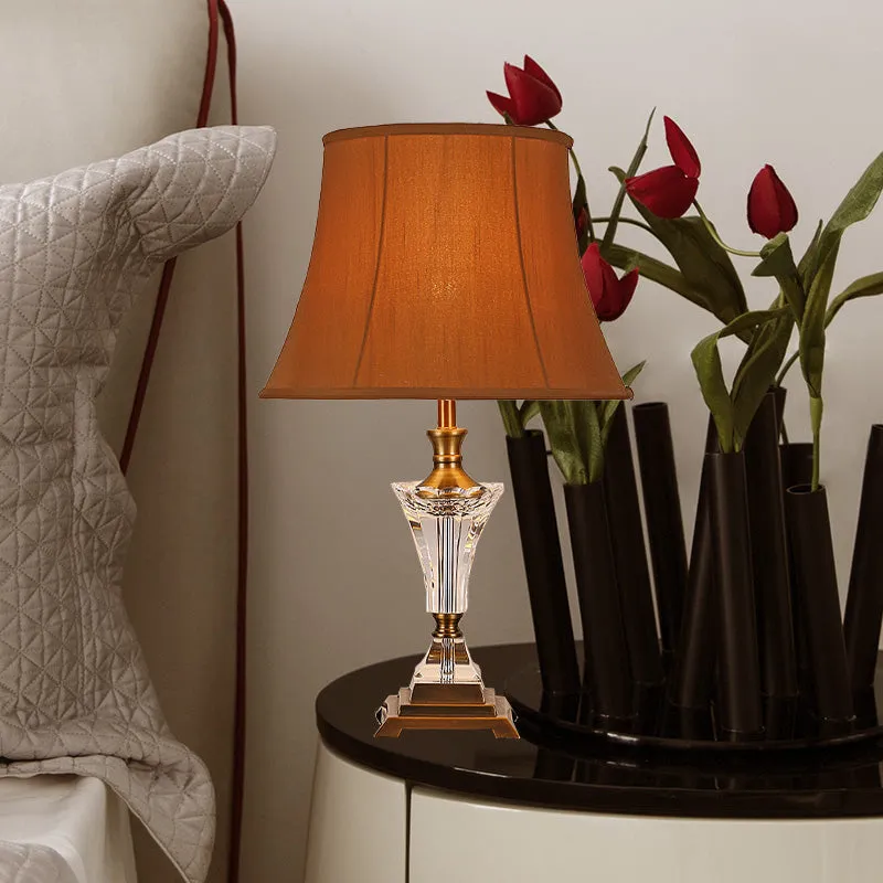 Stoffen Wide Flare Task Lighting Moderne 1-kops nachttafellamp bruin voor nachtkastje Clearhalo