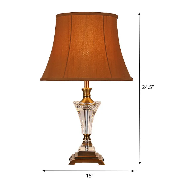 Stoffen Wide Flare Task Lighting Moderne 1-kops nachttafellamp bruin voor nachtkastje Clearhalo