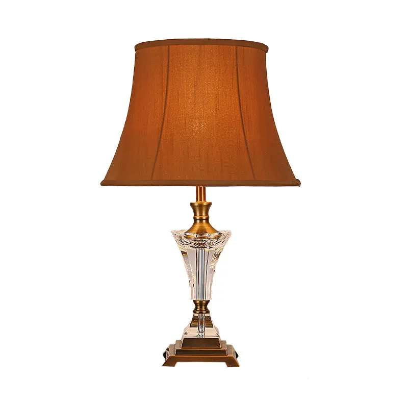Stoffen Wide Flare Task Lighting Moderne 1-kops nachttafellamp bruin voor nachtkastje Clearhalo