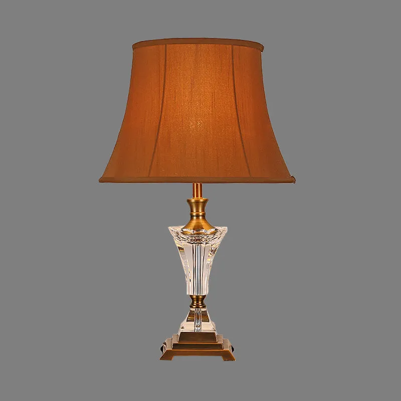 Stoffen Wide Flare Task Lighting Moderne 1-kops nachttafellamp bruin voor nachtkastje Clearhalo