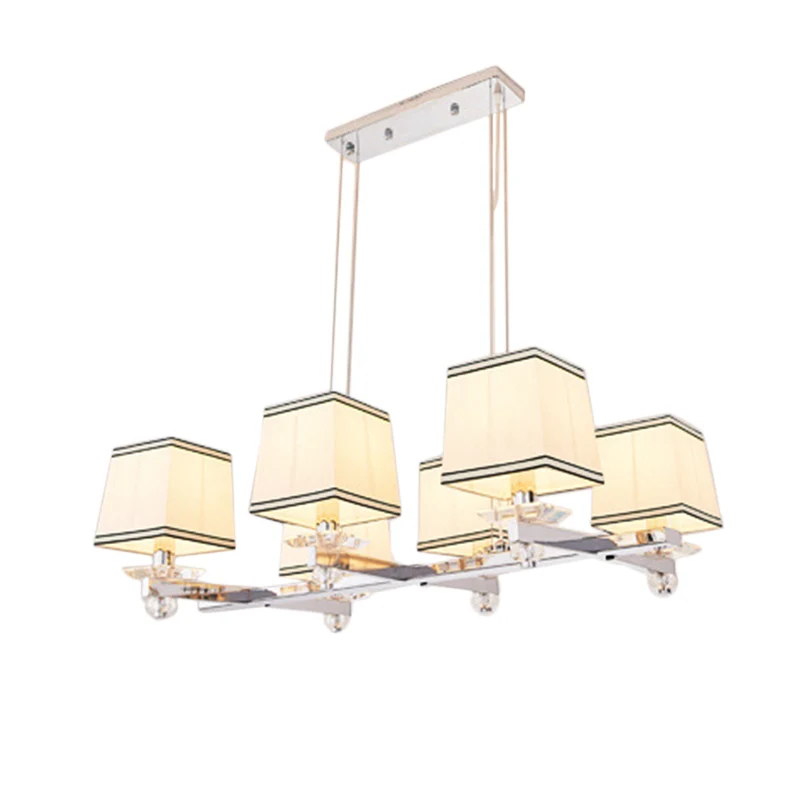 Stoffen witte eilandhanger Vierkant 6/8 lampen Traditionele hanglampenset voor eetkamer Clearhalo
