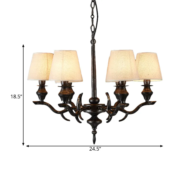 Stoffen zwarte hangende kroonluchter kegel 6 lampen Traditionele hanglamp voor restaurant Clearhalo