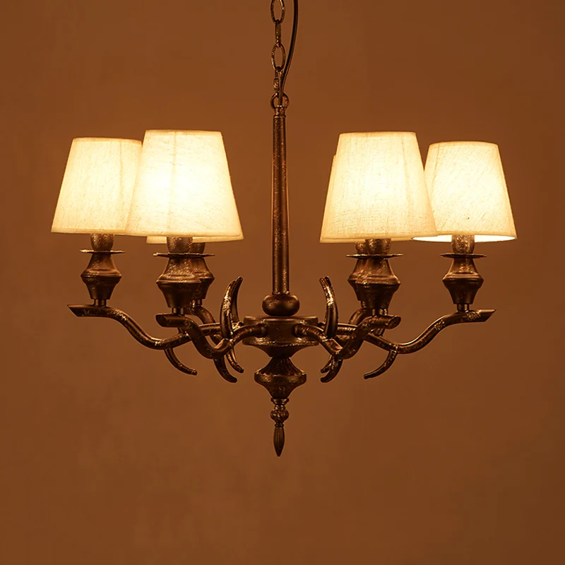 Stoffen zwarte hangende kroonluchter kegel 6 lampen Traditionele hanglamp voor restaurant Clearhalo