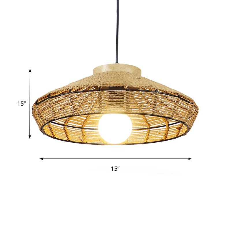 Strotouw schuur schaduw hanglamp rustieke enkele kop beige hanglamp voor woonkamer restaurant Clearhalo