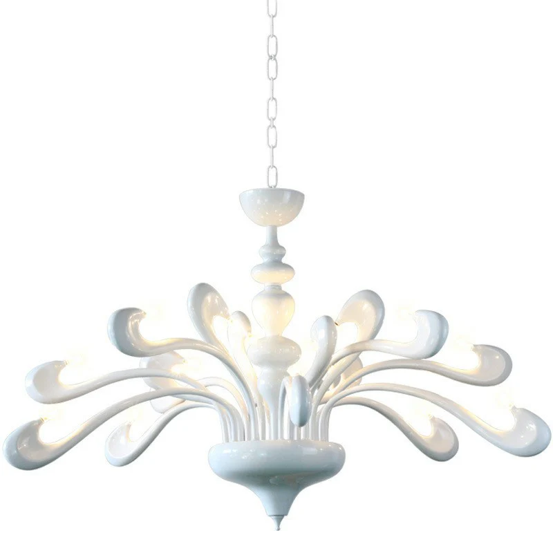 Swan Woonkamerkroonluchter Metallic 12 Lampen Minimalistische Hanglamp Wit Clearhalo
