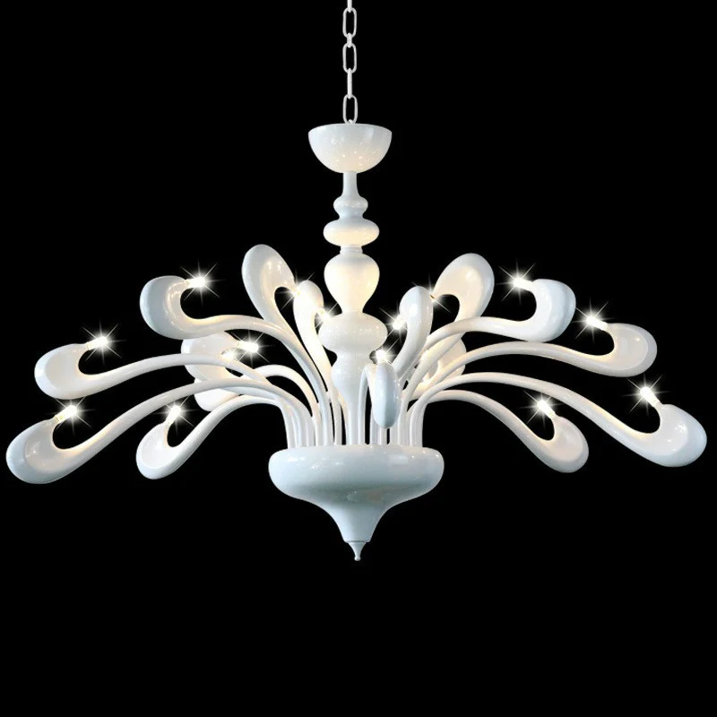 Swan Woonkamerkroonluchter Metallic 12 Lampen Minimalistische Hanglamp Wit Clearhalo