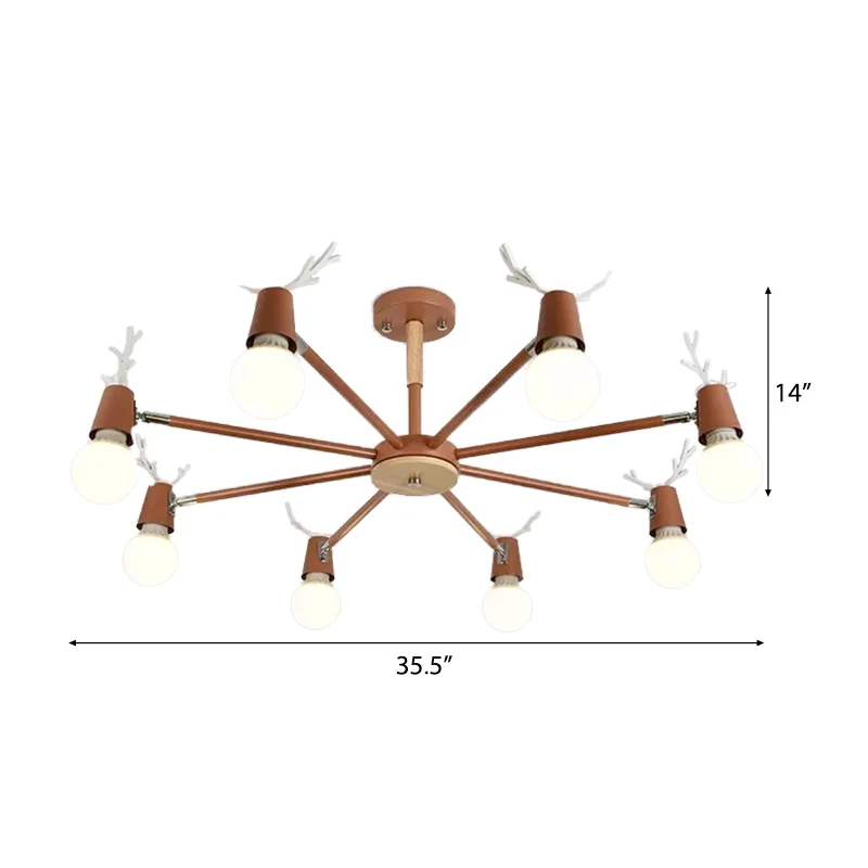 Sweet Cone Game Room Kroonluchter Metaal 8-lichts Macaron Hanglamp met gewei Clearhalo