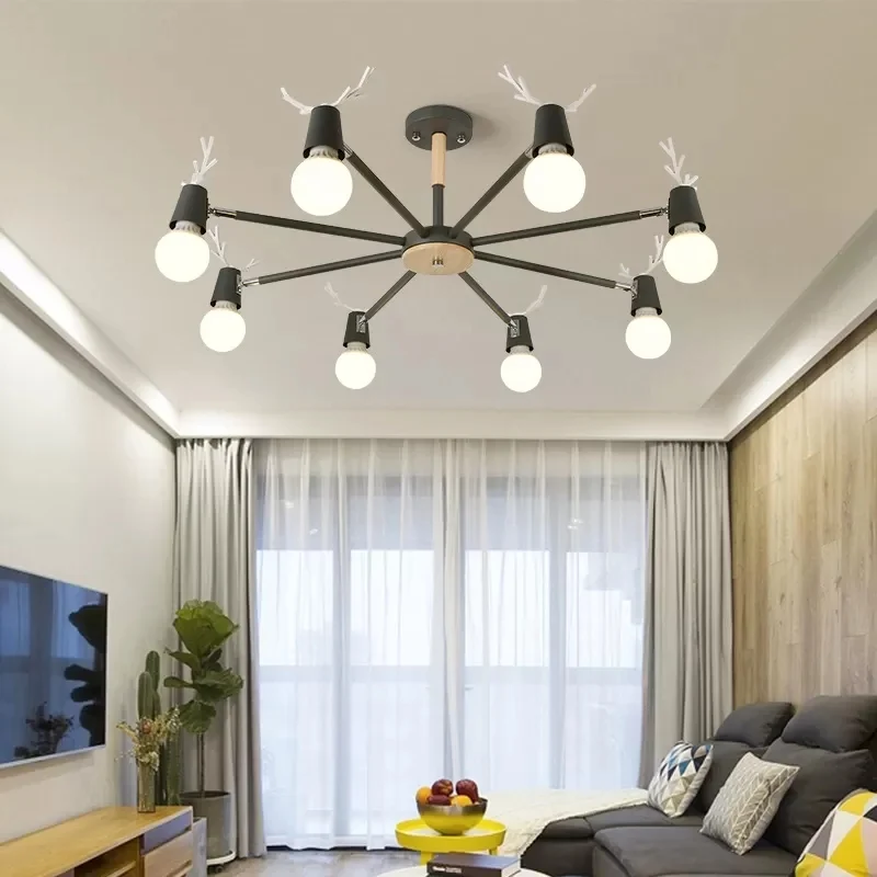 Sweet Cone Game Room Kroonluchter Metaal 8-lichts Macaron Hanglamp met gewei Clearhalo