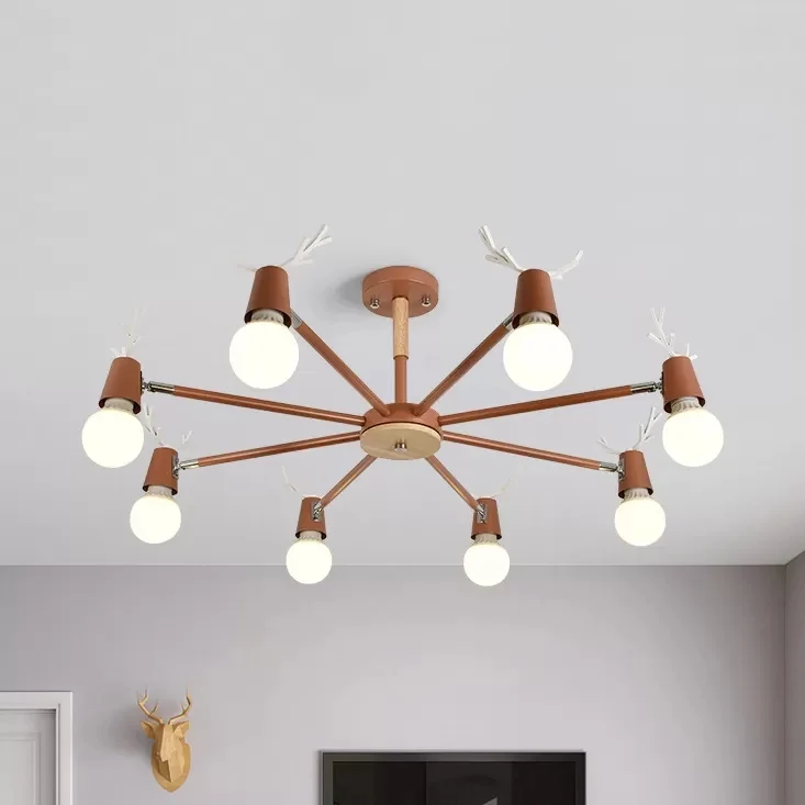 Sweet Cone Game Room Kroonluchter Metaal 8-lichts Macaron Hanglamp met gewei Clearhalo
