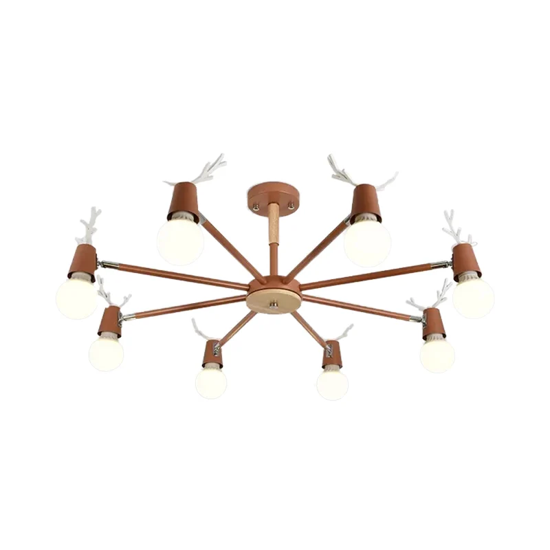 Sweet Cone Game Room Kroonluchter Metaal 8-lichts Macaron Hanglamp met gewei Clearhalo