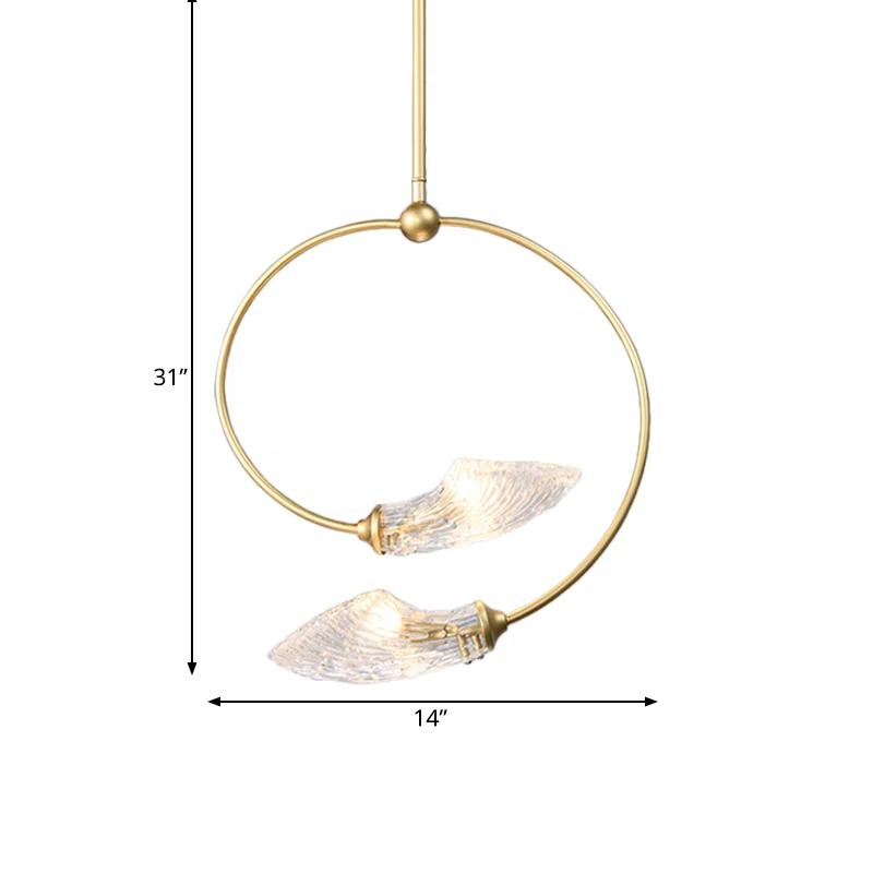 Swirly Flower Kroonluchter Verlichting Minimalistisch Helder Glas 2 Lampen Gouden Hangende Hanglamp Clearhalo