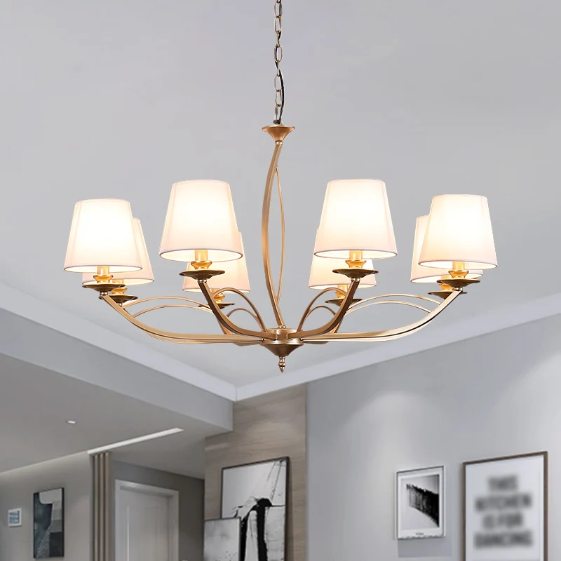 Swooping Arm Metallic Kroonluchter Verlichting Traditionele Stijl 4/6/8 Hoofden Gastenkamer Hanglamp wit/groen Clearhalo
