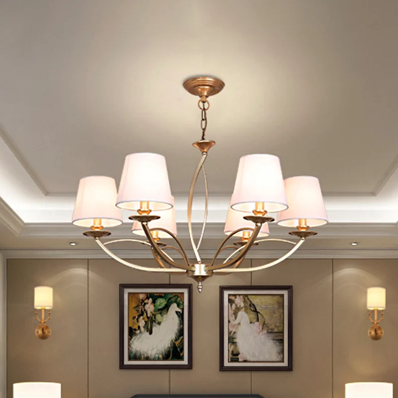 Swooping Arm Metallic Kroonluchter Verlichting Traditionele Stijl 4/6/8 Hoofden Gastenkamer Hanglamp wit/groen Clearhalo