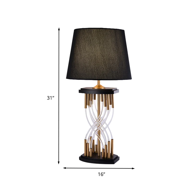 Taaklamp met 1 hoofdslaapkamer, modern zwart leesboeklicht met tonvormige stoffen kap Clearhalo