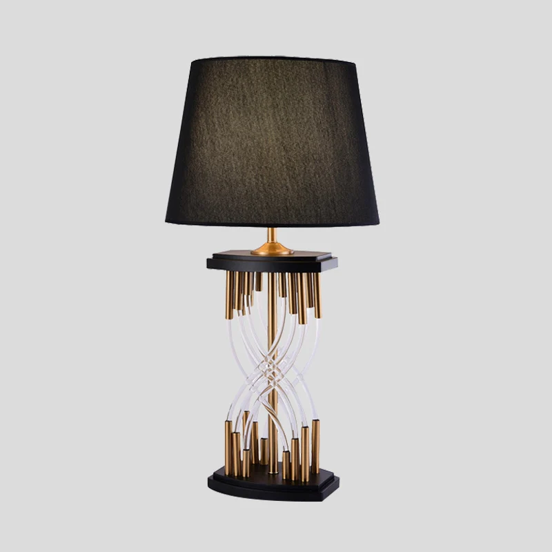 Taaklamp met 1 hoofdslaapkamer, modern zwart leesboeklicht met tonvormige stoffen kap Clearhalo
