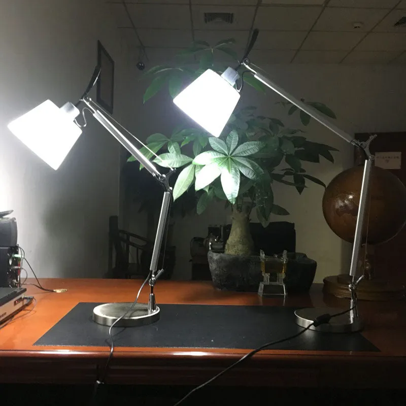Taaklamp van afgeknotte kegel, geplooide stof, modernistische bureaulamp met 1 kop en 2 scharnierende zwenkarm Clearhalo