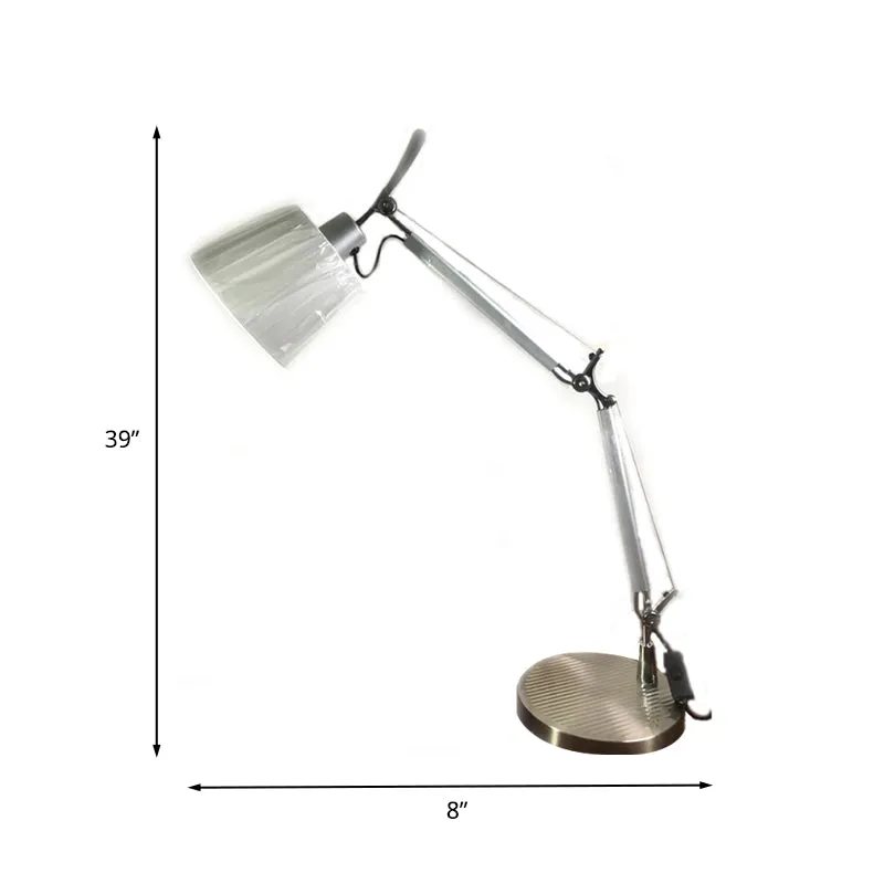Taaklamp van afgeknotte kegel, geplooide stof, modernistische bureaulamp met 1 kop en 2 scharnierende zwenkarm Clearhalo