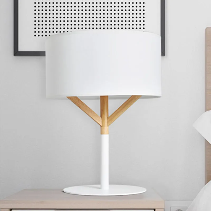 Tafellamp met rechte zijkant, modernistische stof, 1 lamp, leesboeklamp wit Clearhalo