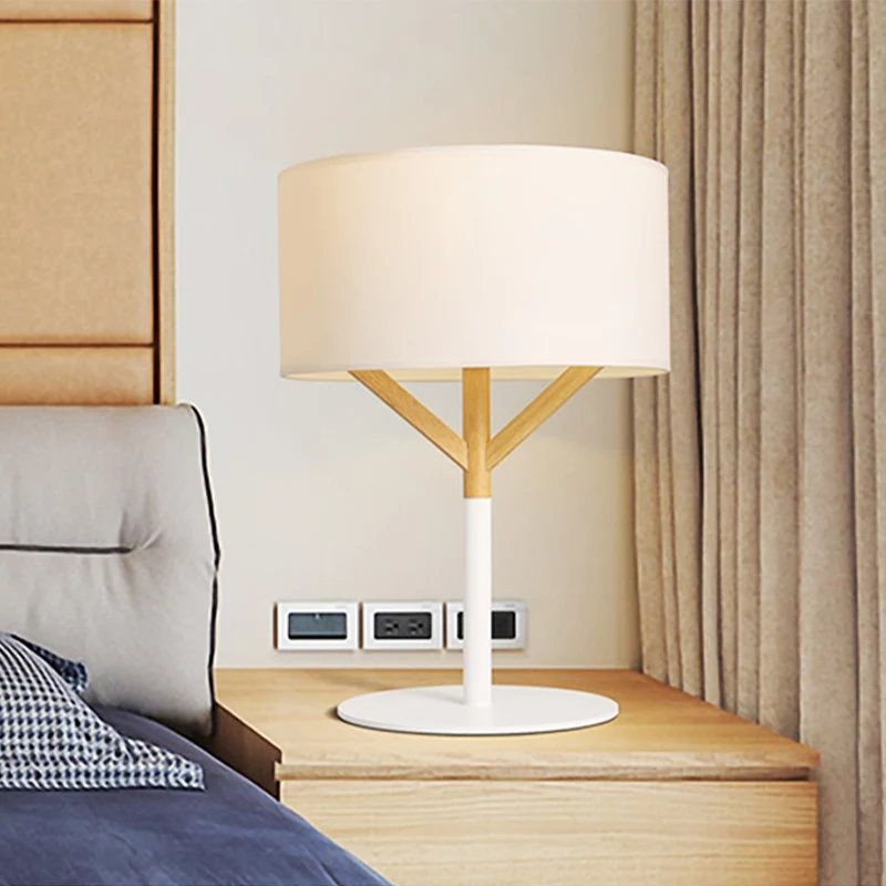 Tafellamp met rechte zijkant, modernistische stof, 1 lamp, leesboeklamp wit Clearhalo