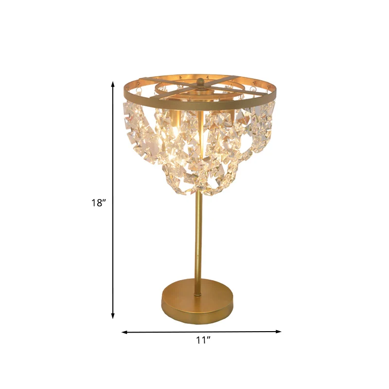 Tafellamp van gefacetteerd glas, minimalistisch goud, woonkamernachtkastje met ketting, 1 lamp Clearhalo