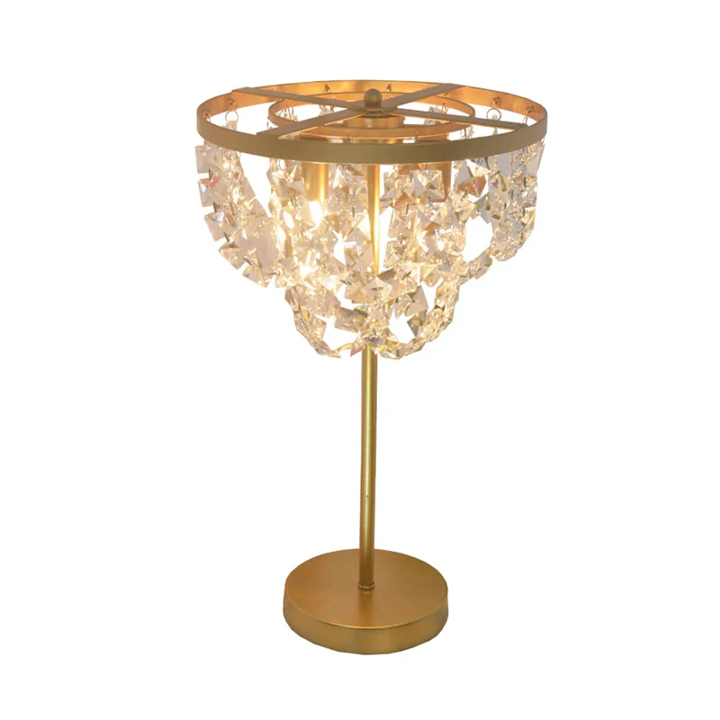 Tafellamp van gefacetteerd glas, minimalistisch goud, woonkamernachtkastje met ketting, 1 lamp Clearhalo
