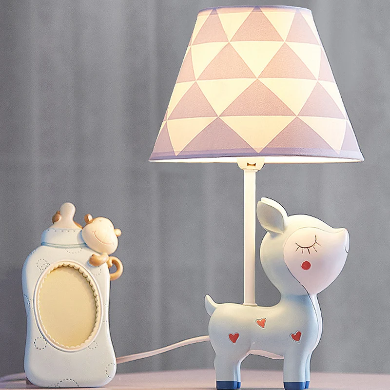 Tafellamp voor dierenslaapkamer, hars, 1 lamp, creatief nachtkastje met taps toelopende stoffen kap Clearhalo