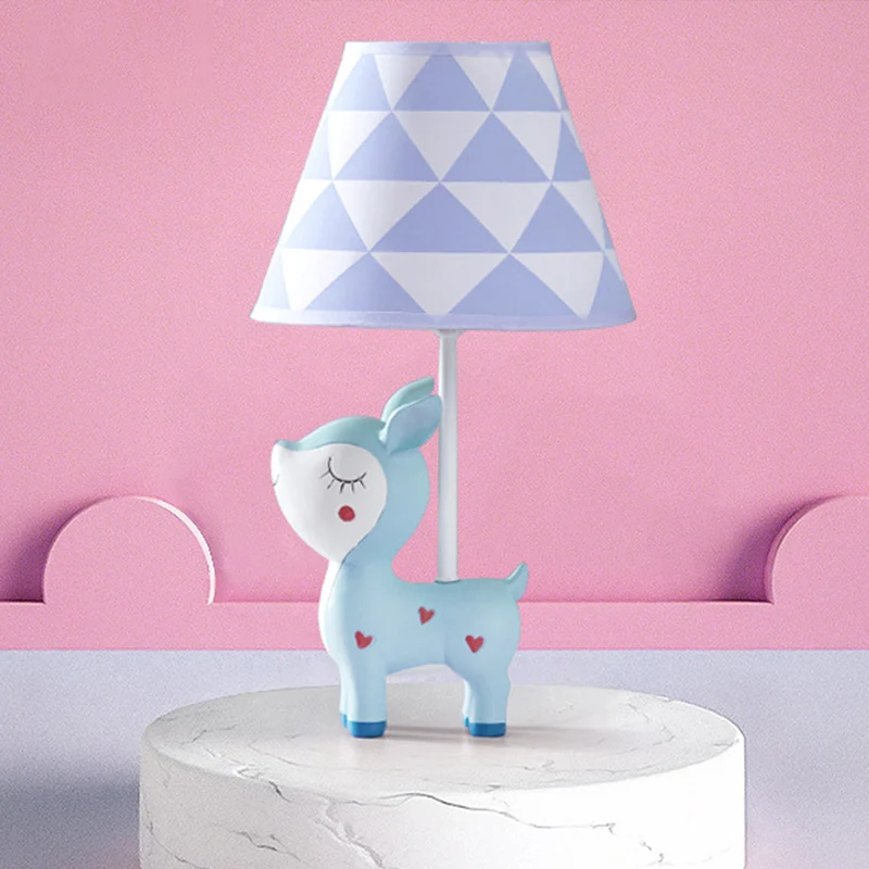 Tafellamp voor dierenslaapkamer, hars, 1 lamp, creatief nachtkastje met taps toelopende stoffen kap Clearhalo
