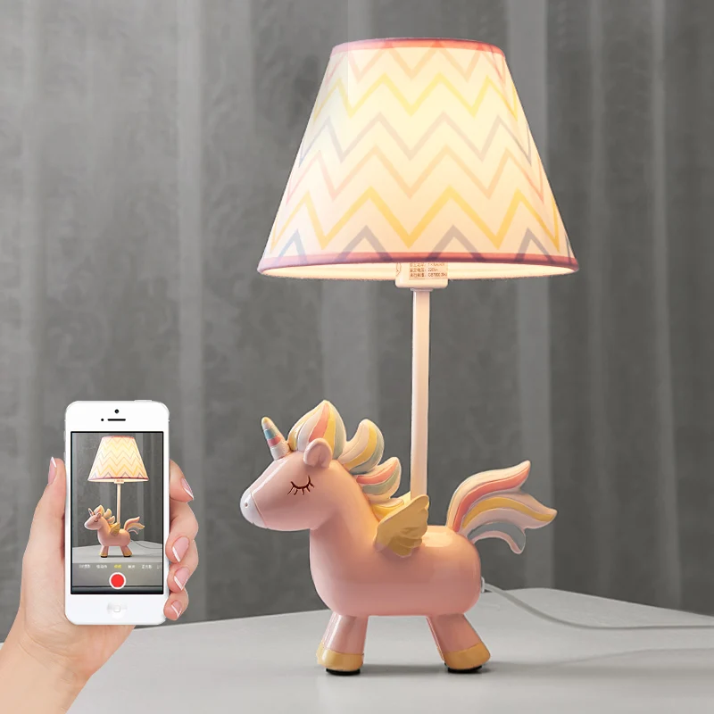 Tafellamp voor dierenslaapkamer, hars, 1 lamp, creatief nachtkastje met taps toelopende stoffen kap Clearhalo