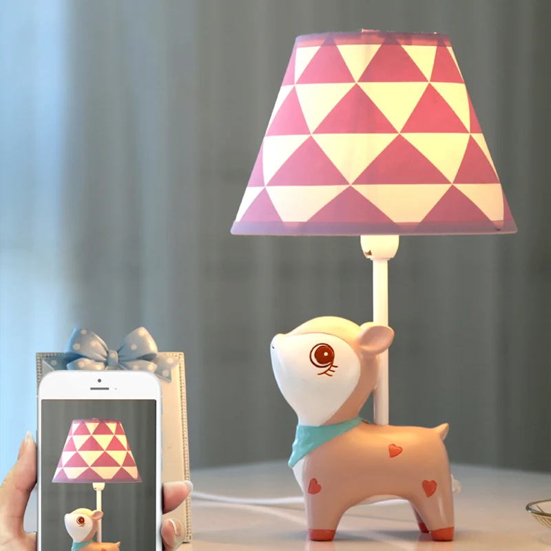 Tafellamp voor dierenslaapkamer, hars, 1 lamp, creatief nachtkastje met taps toelopende stoffen kap Clearhalo