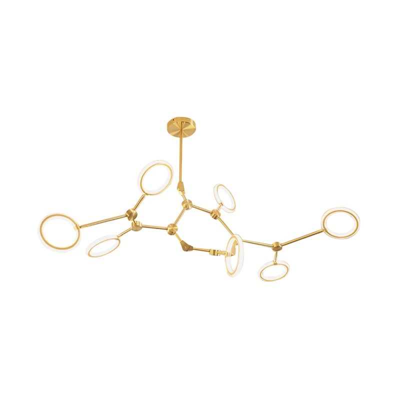 Tak acryl hanglamp moderne 5/6/7-lichts gouden kroonluchter hanger wit/warm licht Clearhalo