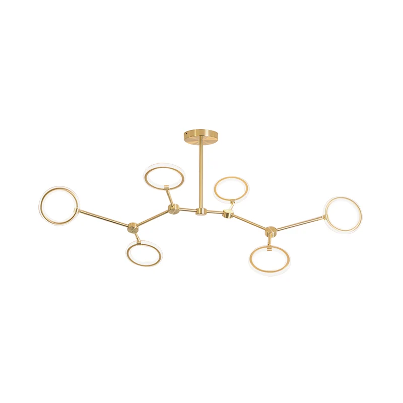Tak acryl hanglamp moderne 5/6/7-lichts gouden kroonluchter hanger wit/warm licht Clearhalo