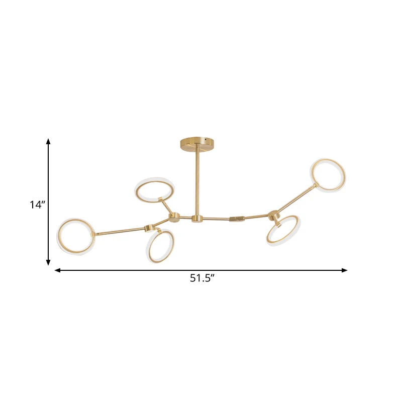 Tak acryl hanglamp moderne 5/6/7-lichts gouden kroonluchter hanger wit/warm licht Clearhalo