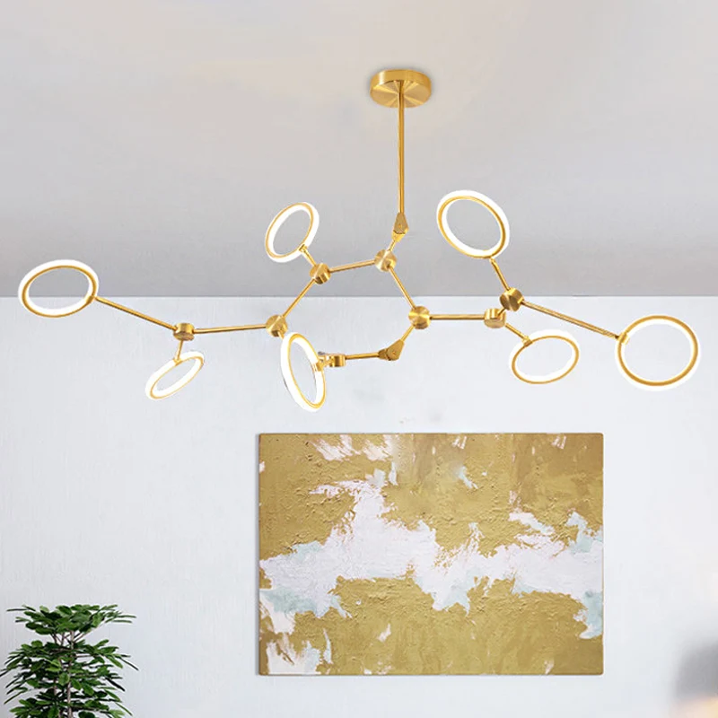 Tak acryl hanglamp moderne 5/6/7-lichts gouden kroonluchter hanger wit/warm licht Clearhalo