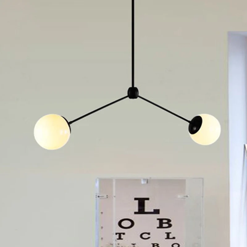 Tak hangende plafondlamp Scandinavische stijl wit glas 2 lampen Zwart hanglamp, 16"/23,5" W Clearhalo