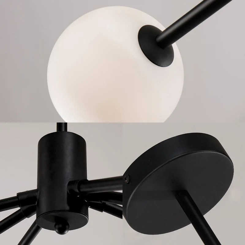 Tak Kroonluchter Hanglamp Modernistisch Matglas 18 Lichten Zwart Hangende Verlichting voor Woonkamer Clearhalo
