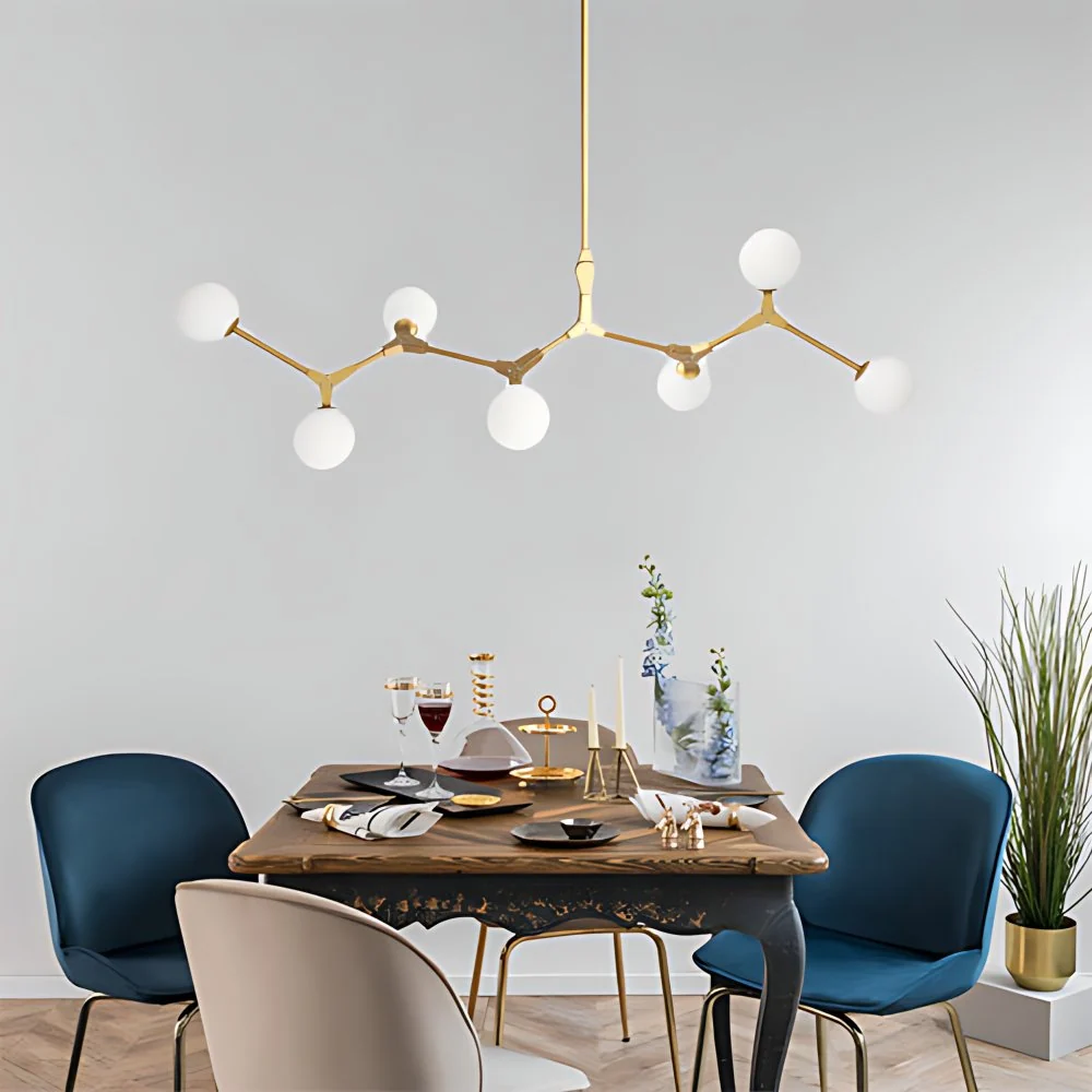 Tak-hanglamp Moderne Scandinavische stijl Opaalglas 5/6/7-lichts Gouden kroonluchterlicht Clearhalo