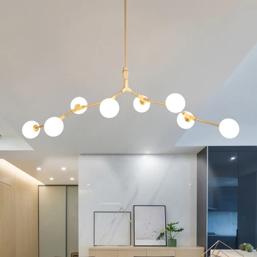 Tak-hanglamp Moderne Scandinavische stijl Opaalglas 5/6/7-lichts Gouden kroonluchterlicht Clearhalo