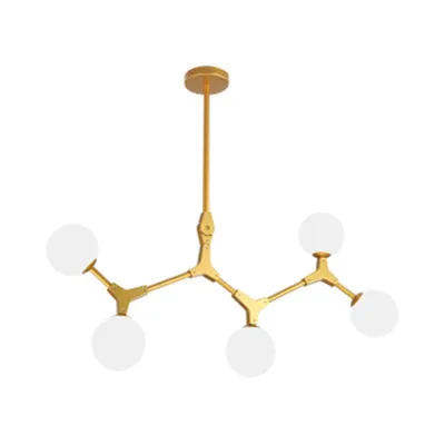 Tak-hanglamp Moderne Scandinavische stijl Opaalglas 5/6/7-lichts Gouden kroonluchterlicht Clearhalo