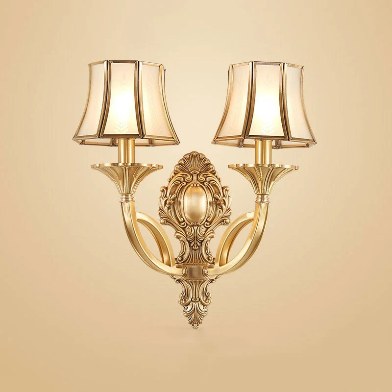 Taps gevormde glazen kroonluchter met patroon, verlichting, klassieke woonkamer hanglamp goud Clearhalo