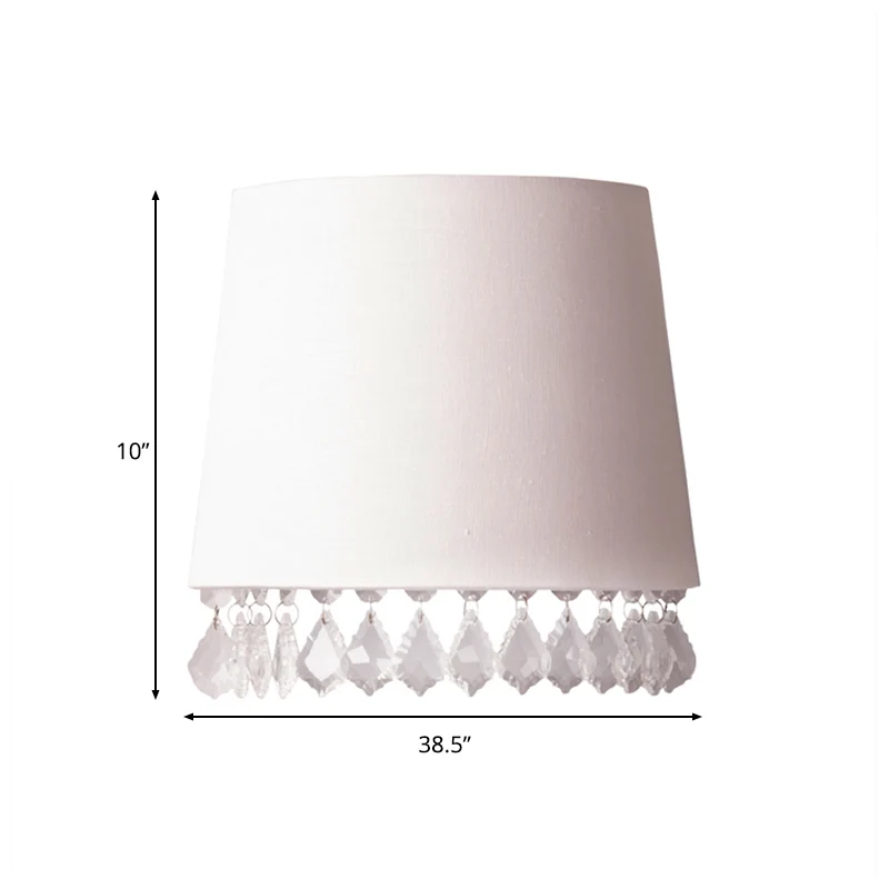 Taps toelopend wit stoffen wandgemonteerd licht Traditioneel 1 licht woonkamer schanslicht met kristallen druppel Clearhalo