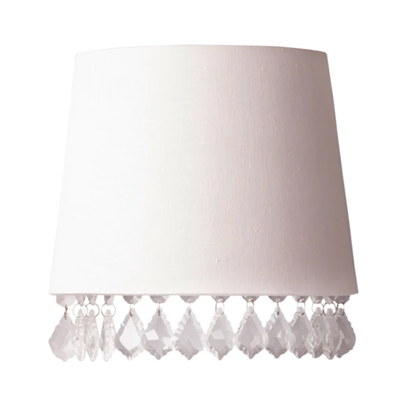 Taps toelopend wit stoffen wandgemonteerd licht Traditioneel 1 licht woonkamer schanslicht met kristallen druppel Clearhalo