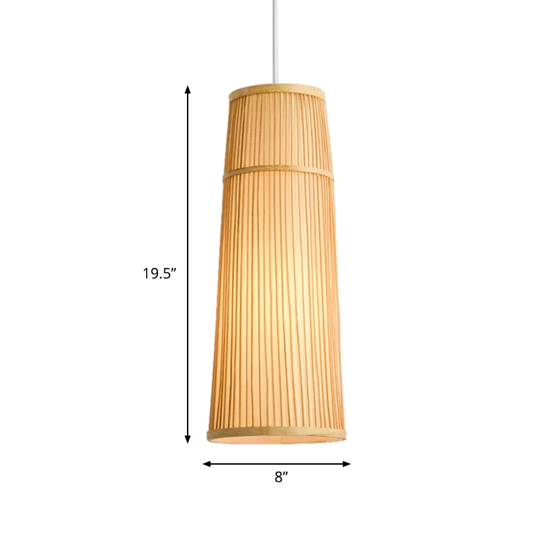 Taps toelopende bamboe schaduw hanglamp landelijke stijl 1 lichtbeige hanglamp voor restaurant Clearhalo