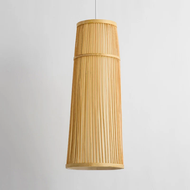 Taps toelopende bamboe schaduw hanglamp landelijke stijl 1 lichtbeige hanglamp voor restaurant Clearhalo